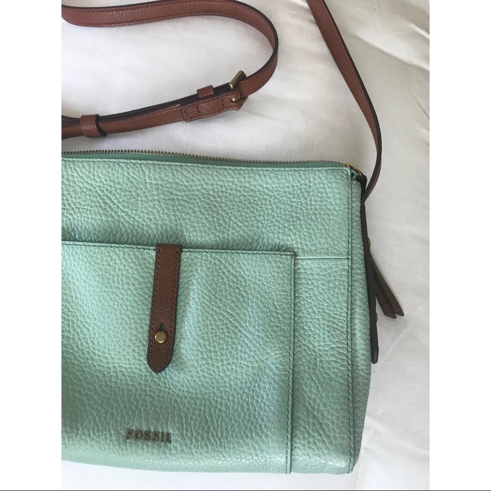 Teal Fossil crossbody purse